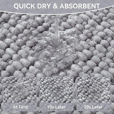 Chenille Bathroom Rug, Soft Absorbent, Non-Slip PVC Backing Mat