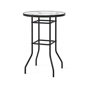 38" Tempered Glass Bar Table with Sturdy Metal Frame