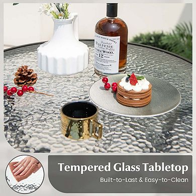38" Tempered Glass Bar Table with Sturdy Metal Frame
