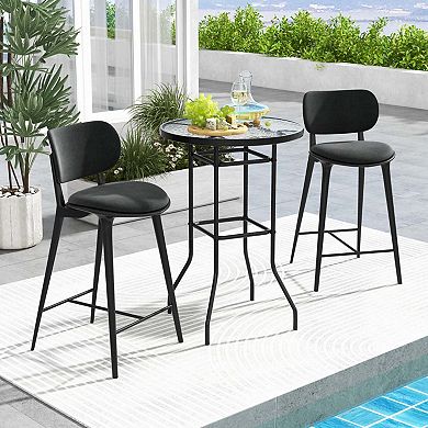 38" Tempered Glass Bar Table with Sturdy Metal Frame