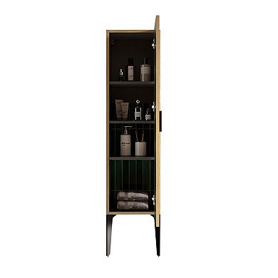 Striped Bathroom Side Cabinet Freestanding Storage Cabinet for Modern Bathroom