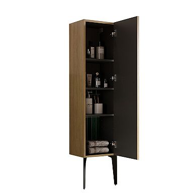 Striped Bathroom Side Cabinet Freestanding Storage Cabinet for Modern Bathroom