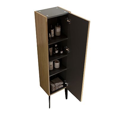 Striped Bathroom Side Cabinet Freestanding Storage Cabinet for Modern Bathroom