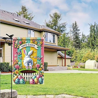 Happy Easter Bunny Garden Flag, Double-Sided Outdoor Yard Decoration