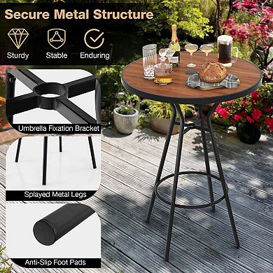 3-Piece Bistro Set with Umbrella Hole and DPC Tabletop