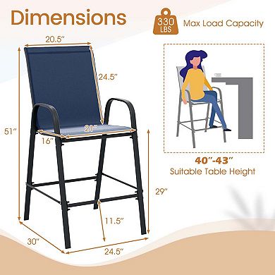 Durable Fabric Bar Stools with Ergonomic High Backrest