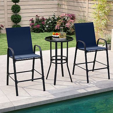 Durable Fabric Bar Stools with Ergonomic High Backrest