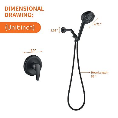 7-Spray Pattern 4.72 in. Wall Mount Handheld Shower Head 2.5 GPM with Single Handle