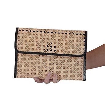 Eva Leather Rattan Envelope Clutch