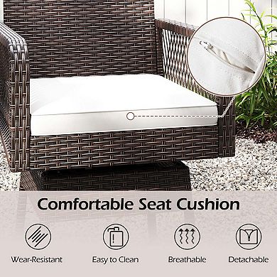 Swivel Rattan Bar Stool with Cushion and Footrest