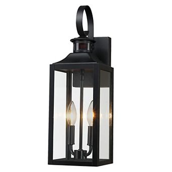 20 in 2-Light Motion Sensing and Dusk to Dawn Outdoor Wall Light with Glass Shade