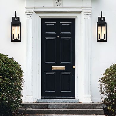 20 in. 2-Light Motion Sensing and Dusk to Dawn Outdoor Wall Light with Glass Shade