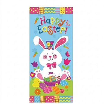 Happy Easter Door Cover Durable Fabric, Bunny & Egg Spring Decor
