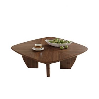 39" Mid-Century Square Coffee Table with 4 Legs, Solid Wood Veneer