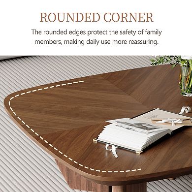 39" Mid-Century Square Coffee Table with 4 Legs, Solid Wood Veneer