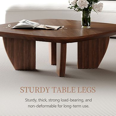 39" Mid-Century Square Coffee Table with 4 Legs, Solid Wood Veneer