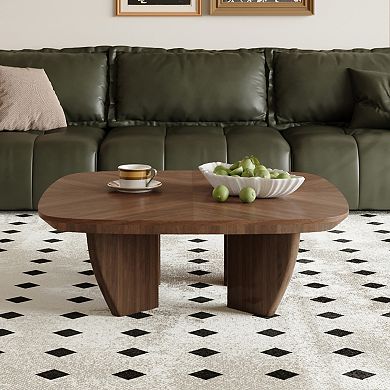 39" Mid-Century Square Coffee Table with 4 Legs, Solid Wood Veneer