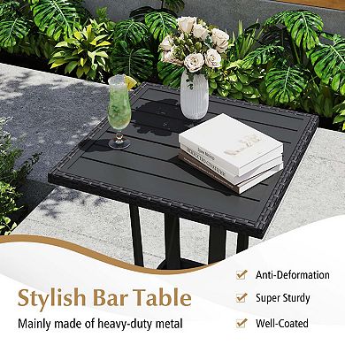 3-Piece Rattan Bar Set with Cushioned Chairs and Table