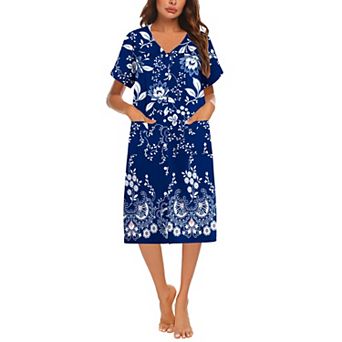 Ekouaer House Dresses for Women with Pockets Button Down Nightgowns Dresses Floral Print