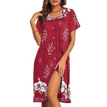 Ekouaer House Dresses for Women with Pockets Button Down Nightgowns Dresses Floral Print