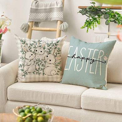 Set of 4 Easter Throw Pillow Covers Buffalo Plaid Rabbit Decorative Cushions