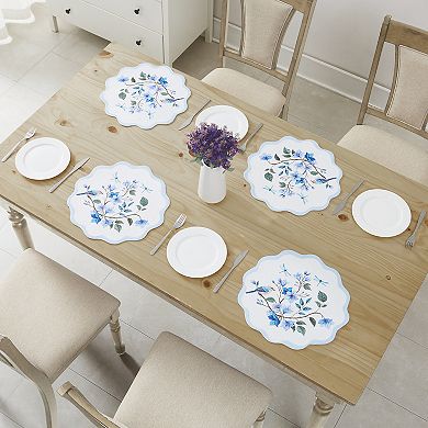 Avanti Bluebird Set of 4 Woven Braided Round Placemats