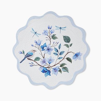 Avanti Bluebird Set of 4 Woven Braided Round Placemats