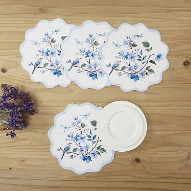 Avanti Bluebird Set of 4 Woven Braided Round Placemats