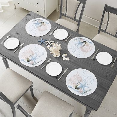 Avanti Starfish Set of 4 Woven Braided Round Placemats