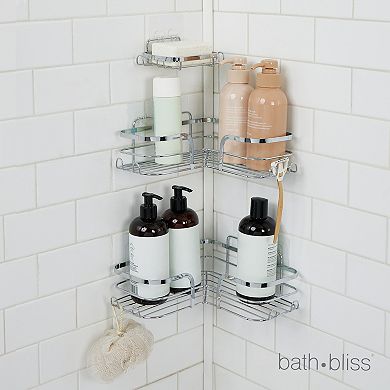 Bath Bliss 3-Piece Adhesive Corner Shelf Shower Caddy Set