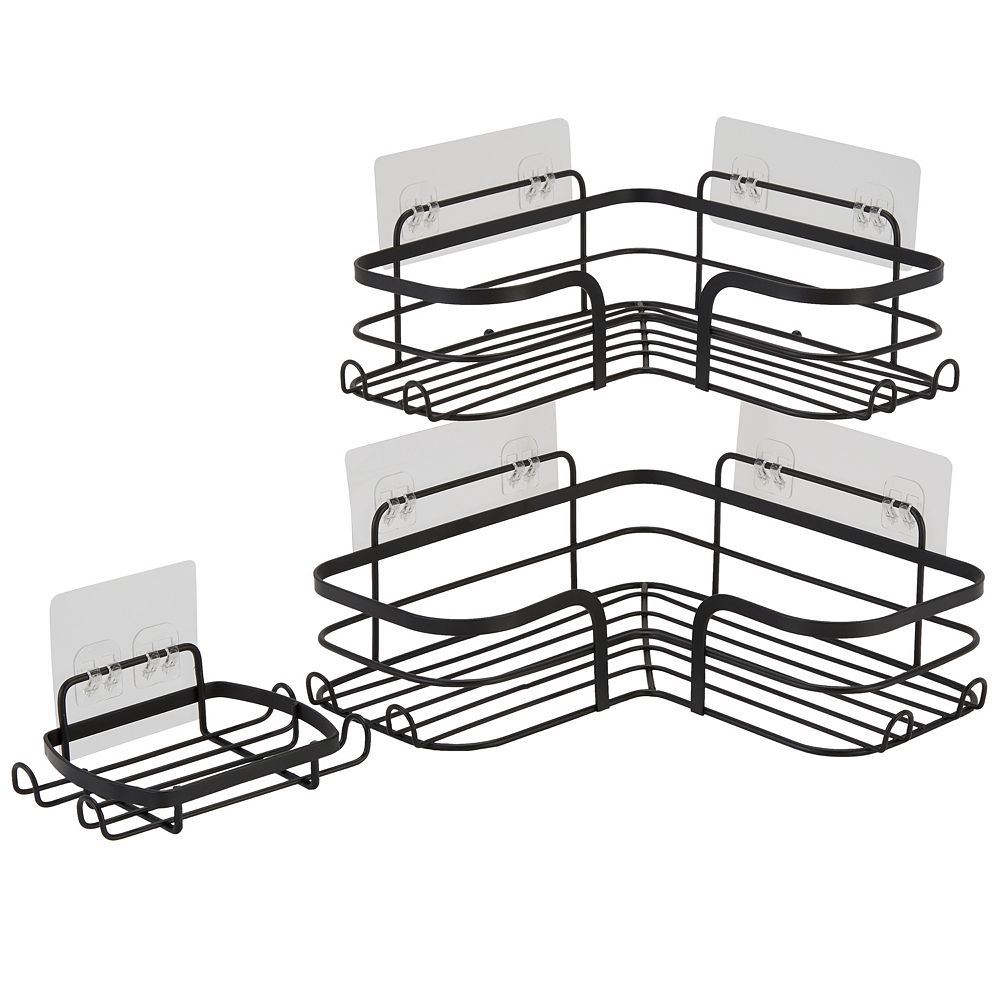 Bath Bliss 3-Piece Adhesive Corner Shelf Shower Caddy Set