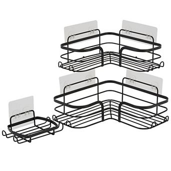 Bath Bliss 3 pc Adhesive Corner Shelf Shower Caddy Set