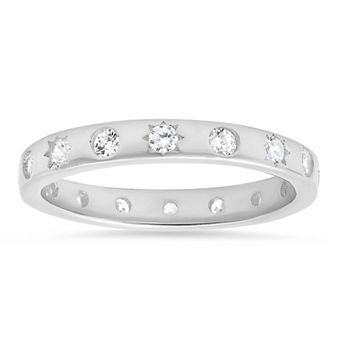 Queen Jewels Sterling Silver Cubic Zirconia Celestial Eternity Band Ring