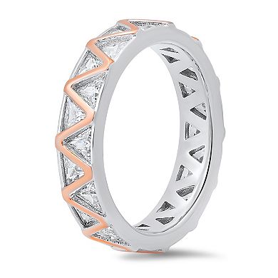 Queen Jewels Sterling Silver Cubic Zirconia Trillion-Cut Eternity Band Ring