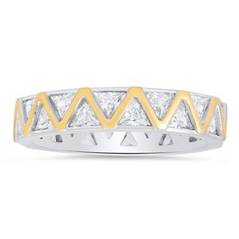 Queen Jewels Sterling Silver Cubic Zirconia Trillion-Cut Eternity Band Ring