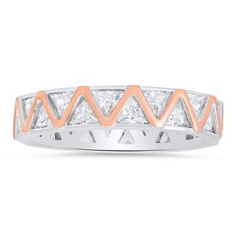 Queen Jewels Sterling Silver Cubic Zirconia Trillion-Cut Eternity Band Ring