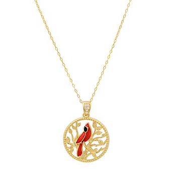 Queen Jewels Sterling Silver Cubic Zirconia Cardinal Tree Of Life Pendant Necklace