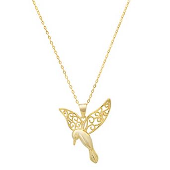 Queen Jewels Sterling Silver Filigree Hummingbird Pendant Necklace