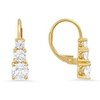 Queen Jewels Sterling Silver Cubic Zirconia Stacked Leverback Earrings