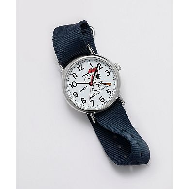 Timex Weekender Kids' Snoopy Baseball Fabric Strap Watch - TW2Y51400