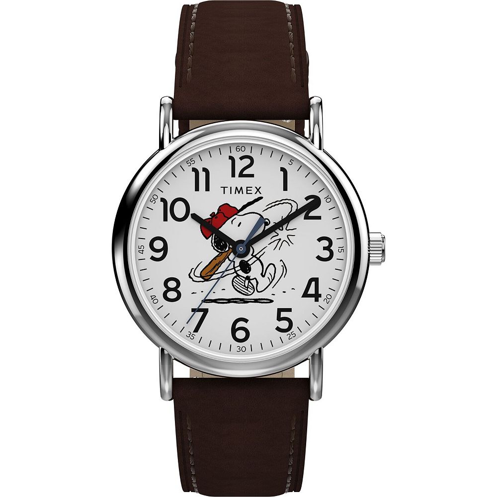 Timex Weekender Kids' Peanuts® Snoopy Baseball Leather Strap Watch