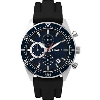 Timex® Men's Stainless Steel Chronograph Silicone Strap Watch - TW2Y62300