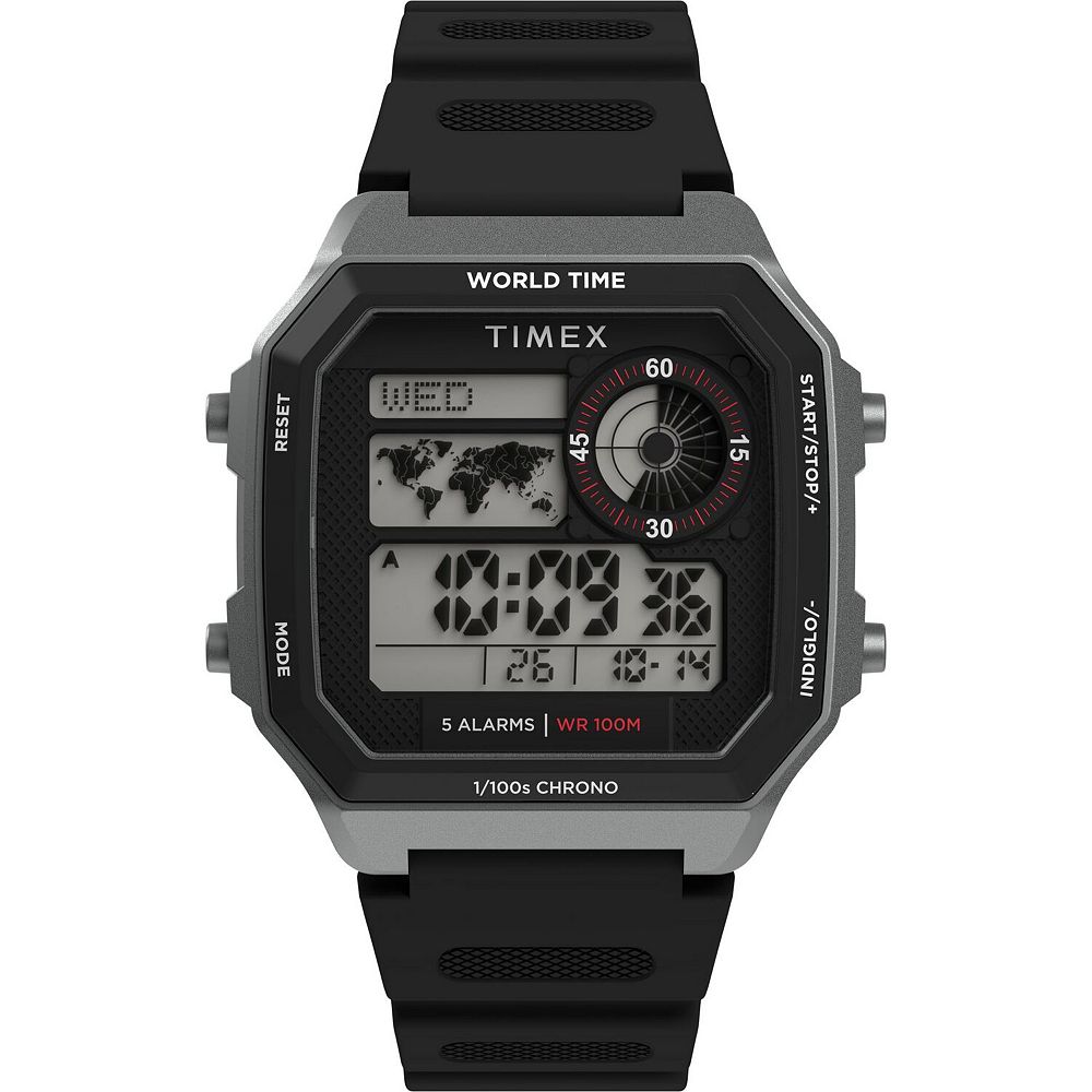 TIMEX腕時計 Timex® Men's World Time Resin Strap Digital Watch - TW5M68800