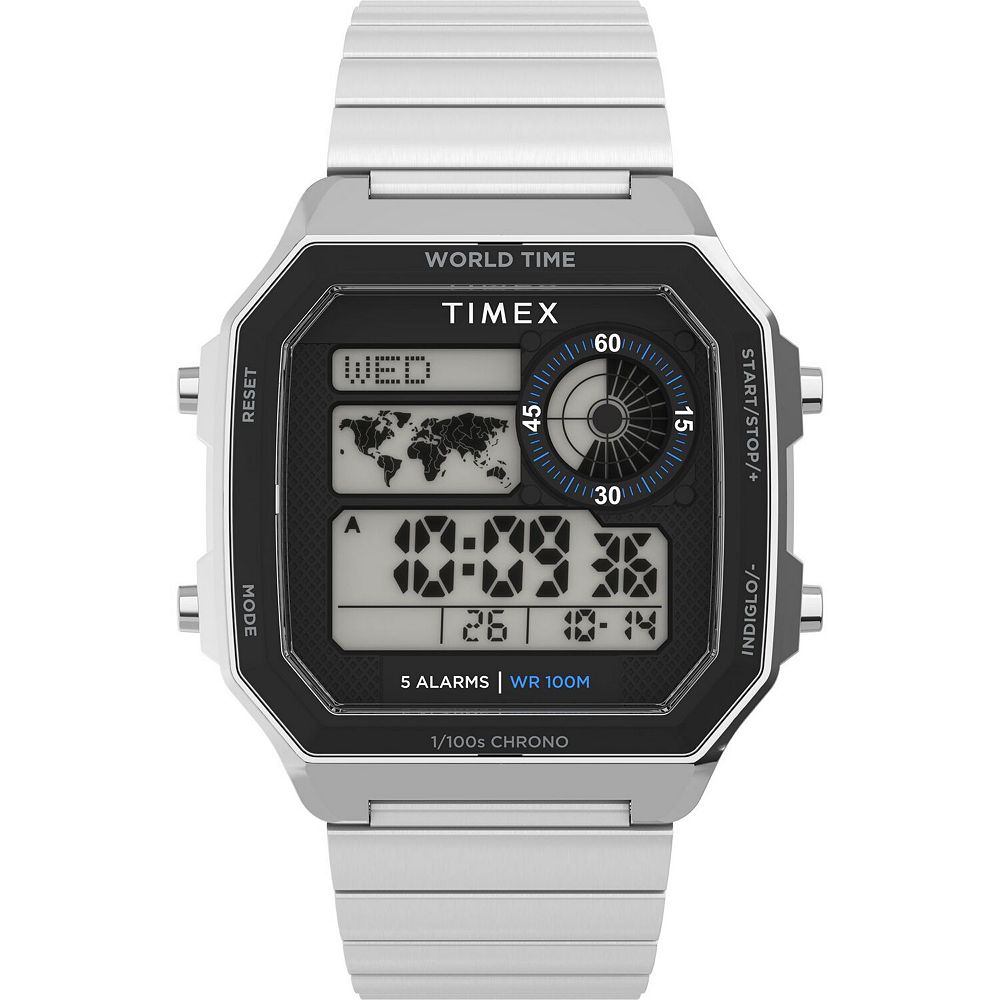 Timex® Men's World Time Stainless Steel Digital Watch - TW5M68900