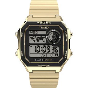 Timex® Men's World Time Gold Tone Stainless Steel Digital Watch - TW5M69000