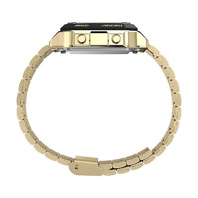 TIMEX ゴールド デジタル腕時計 Timex® Men's World Time Gold Tone Stainless Steel Digital Watch