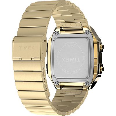 TIMEX ゴールド デジタル腕時計 Timex® Men's World Time Gold Tone Stainless Steel Digital Watch