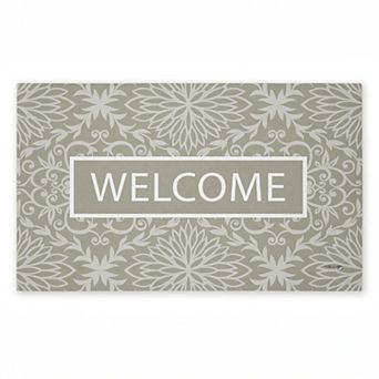 Stupell Home Decor Green Damask Welcome Doormat