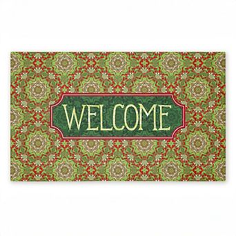 Stupell Home Decor Green Fractal Kaleidoscope Welcome Doormat