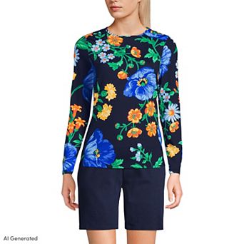 Women's Tall Lands' End Long Sleeve Crewneck Garden Rashguard